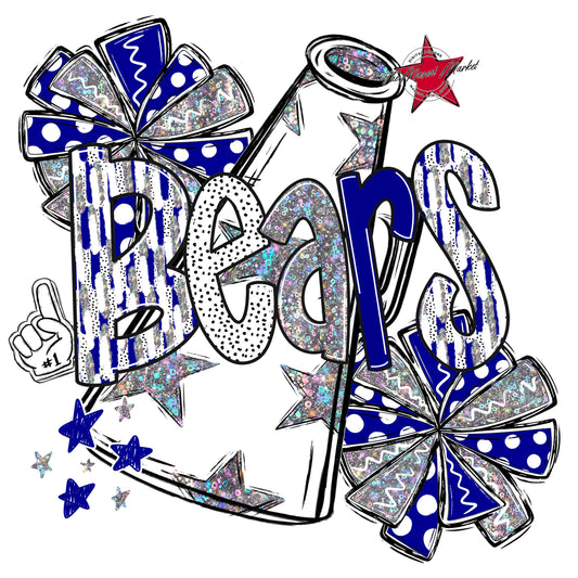 Bears Cheer Megaphone Scrape-Blue