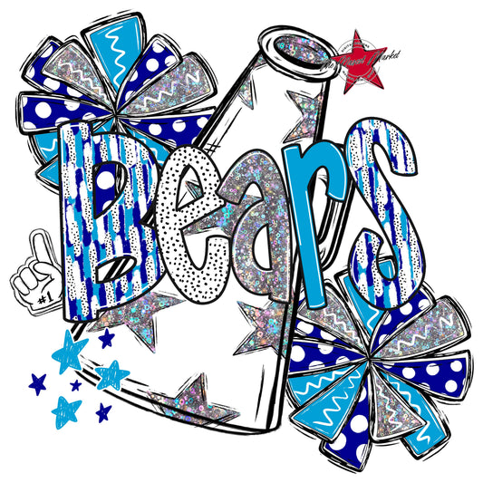 Bears Cheer Megaphone Scrape-Blue & Carolina Blue