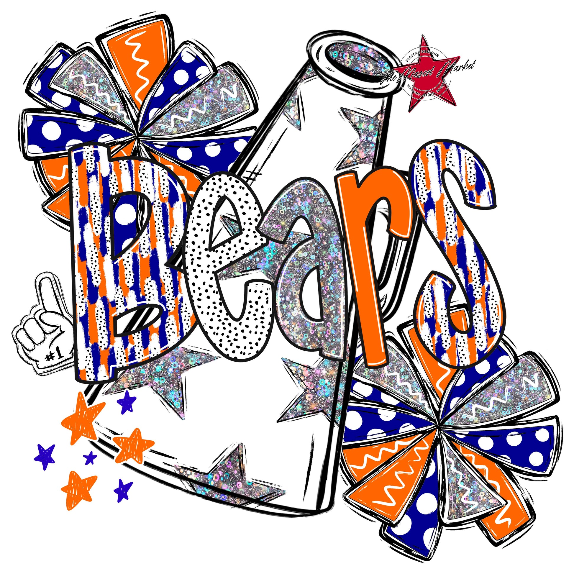 Bears Cheer Megaphone Scrape-Blue & Orange