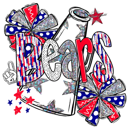Bears Cheer Megaphone Scrape-Blue & Red