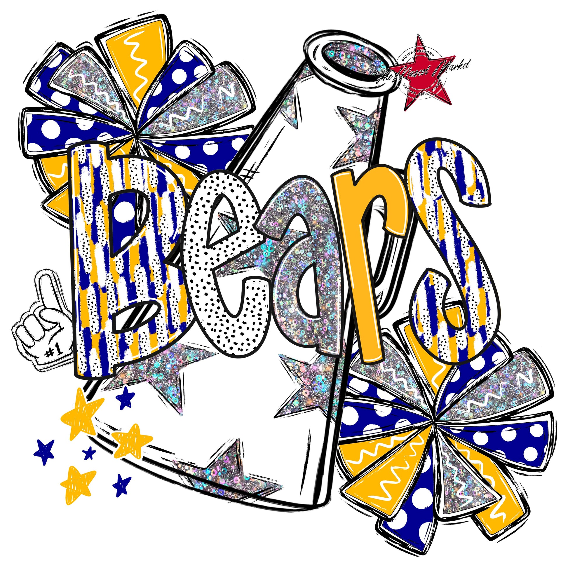 Bears Cheer Megaphone Scrape-Blue & Yellow