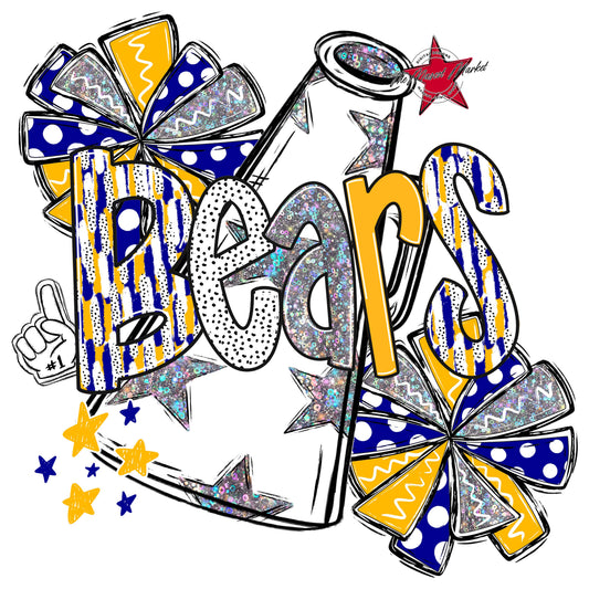 Bears Cheer Megaphone Scrape-Blue & Yellow