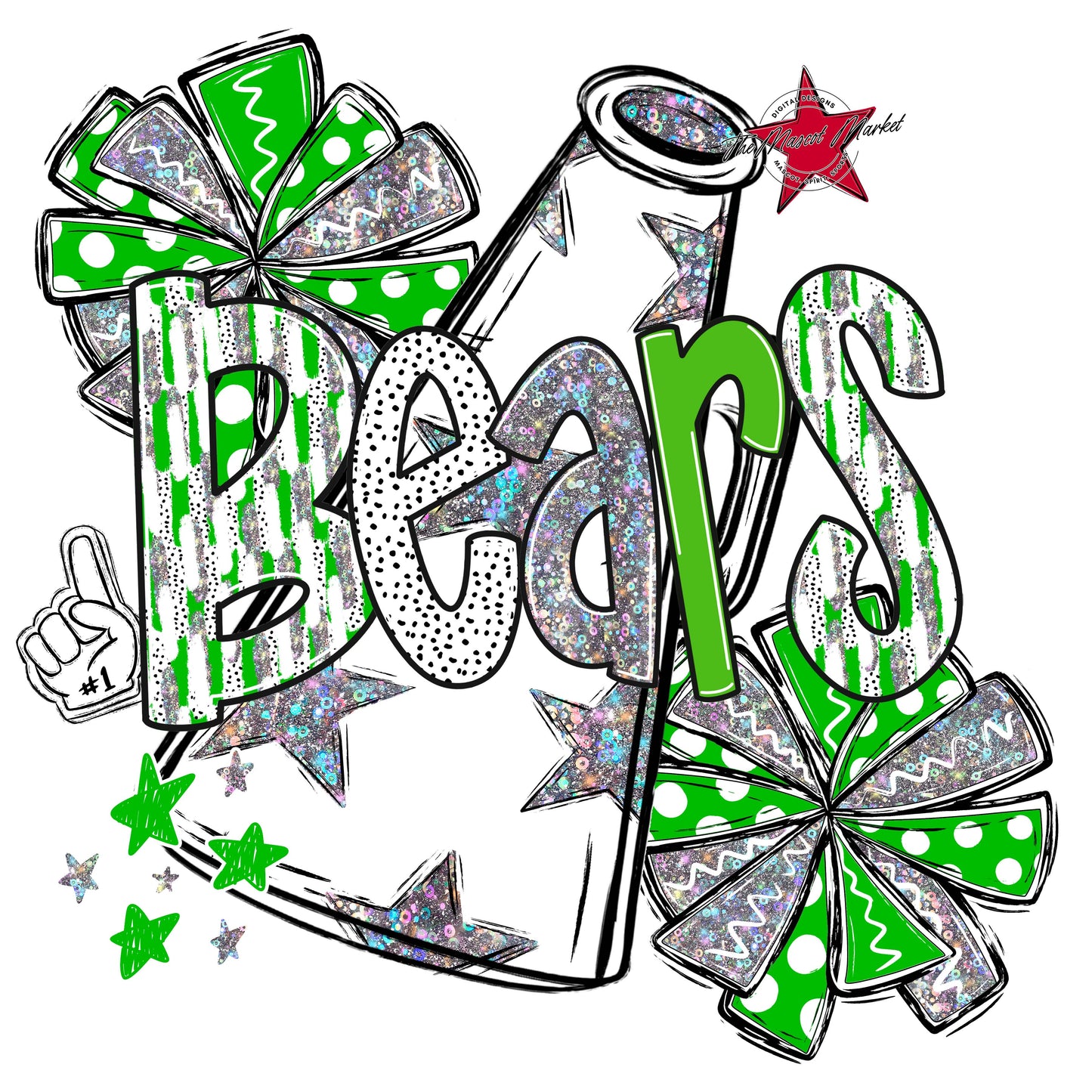 Bears Cheer Megaphone Scrape-Bright Green