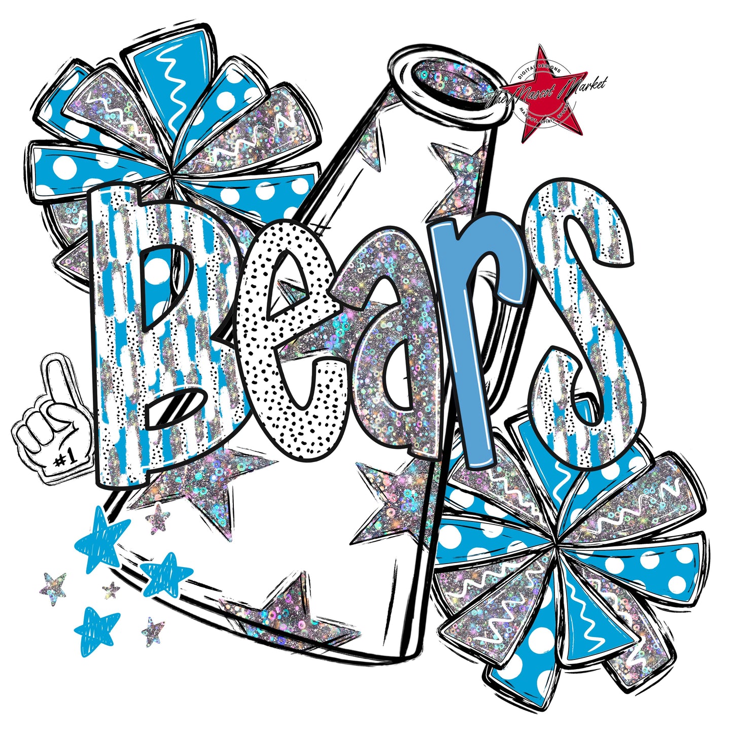 Bears Cheer Megaphone Scrape-Carolina Blue