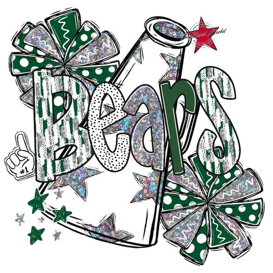 Bears Cheer Megaphone Scrape-Green