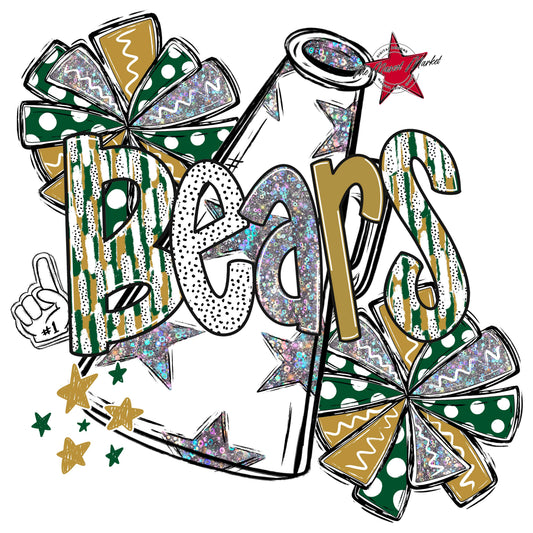 Bears Cheer Megaphone Scrape-Green & Gold