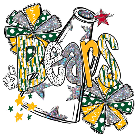 Bears Cheer Megaphone Scrape-Green & Yellow
