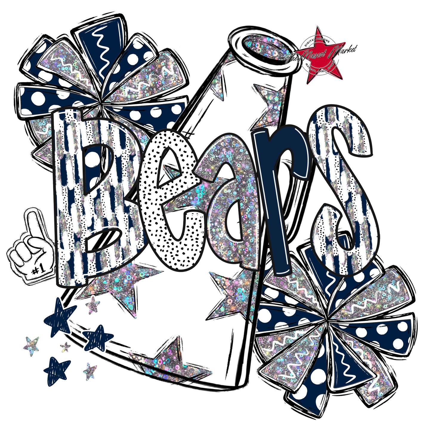 Bears Cheer Megaphone Scrape-Navy
