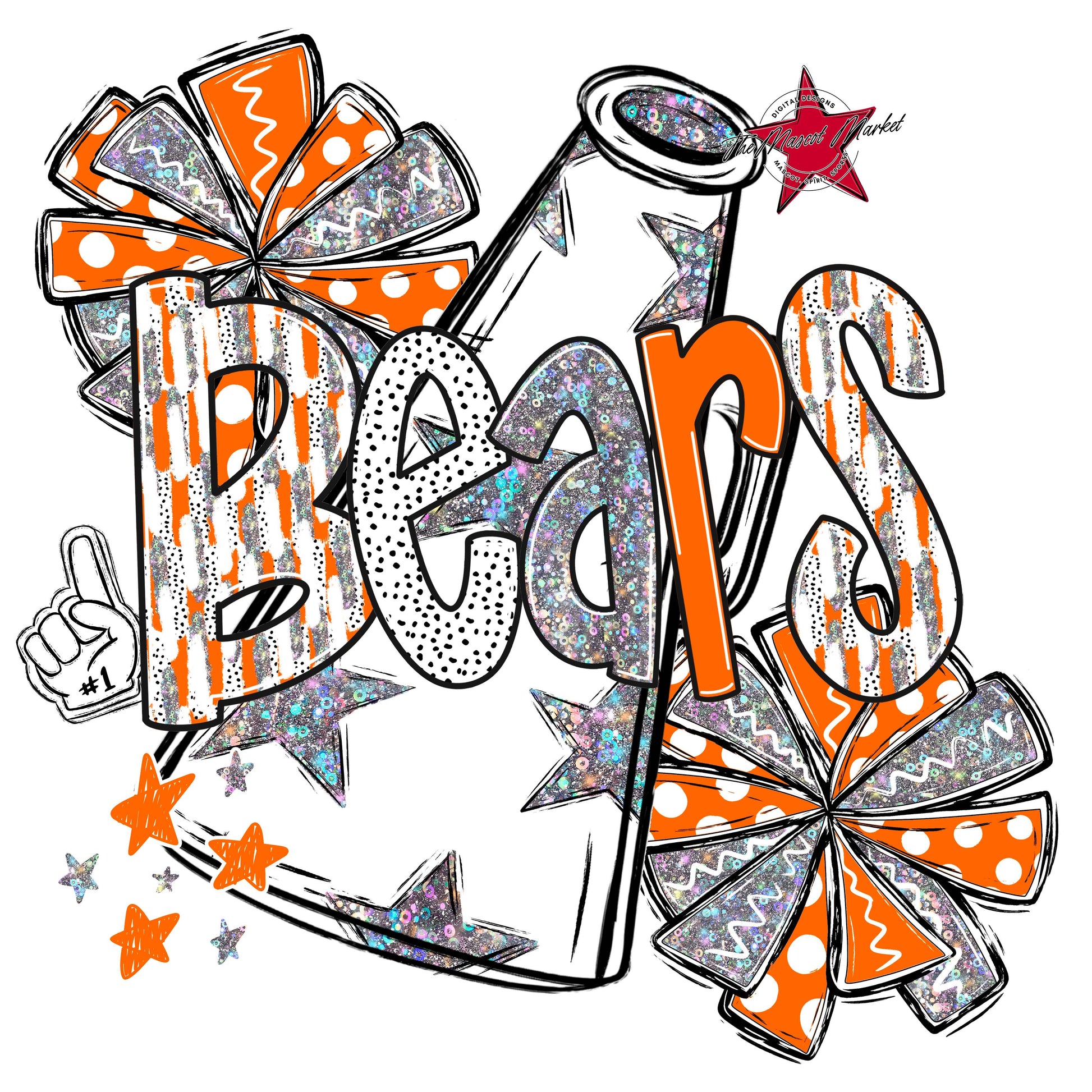 Bears Cheer Megaphone Scrape-Orange