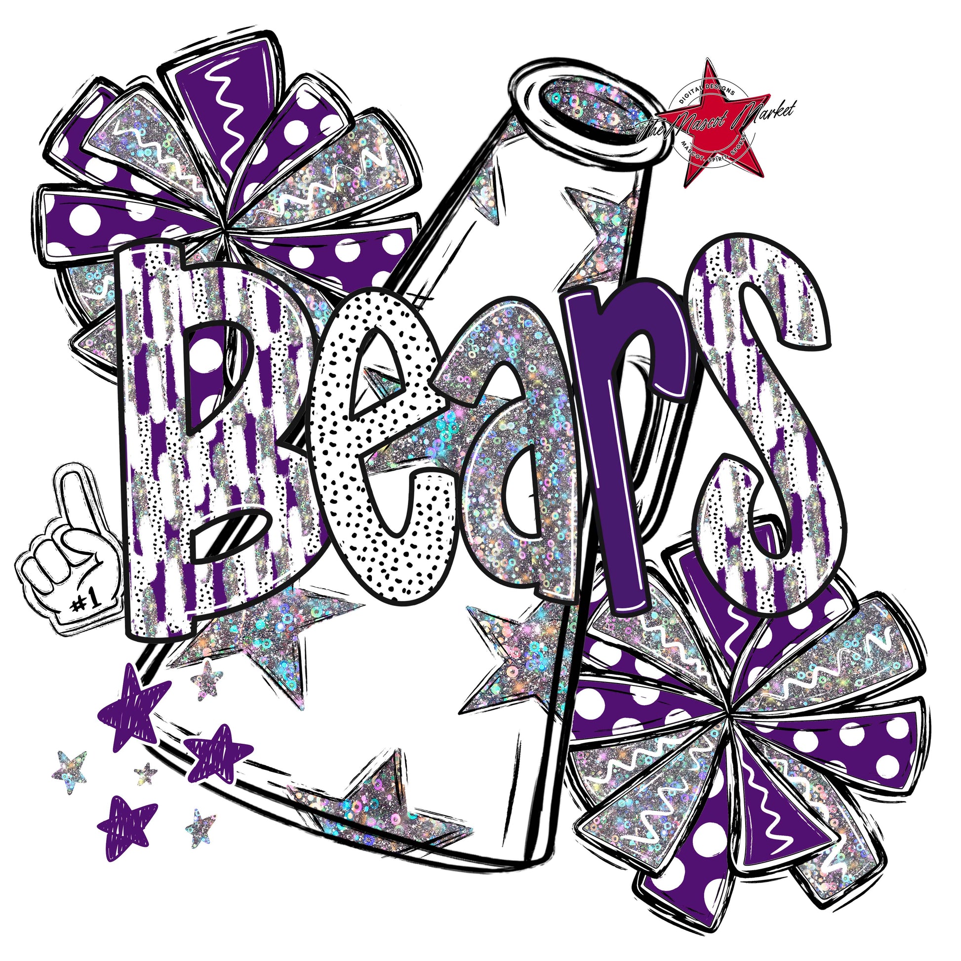 Bears Cheer Megaphone Scrape-Purple