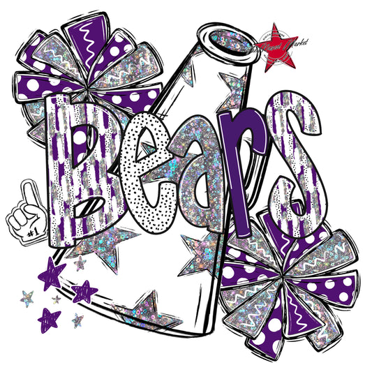 Bears Cheer Megaphone Scrape-Purple