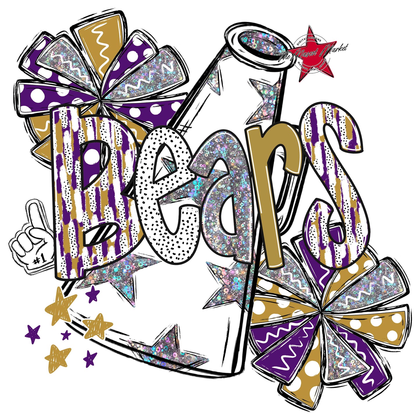 Bears Cheer Megaphone Scrape-Purple & Gold