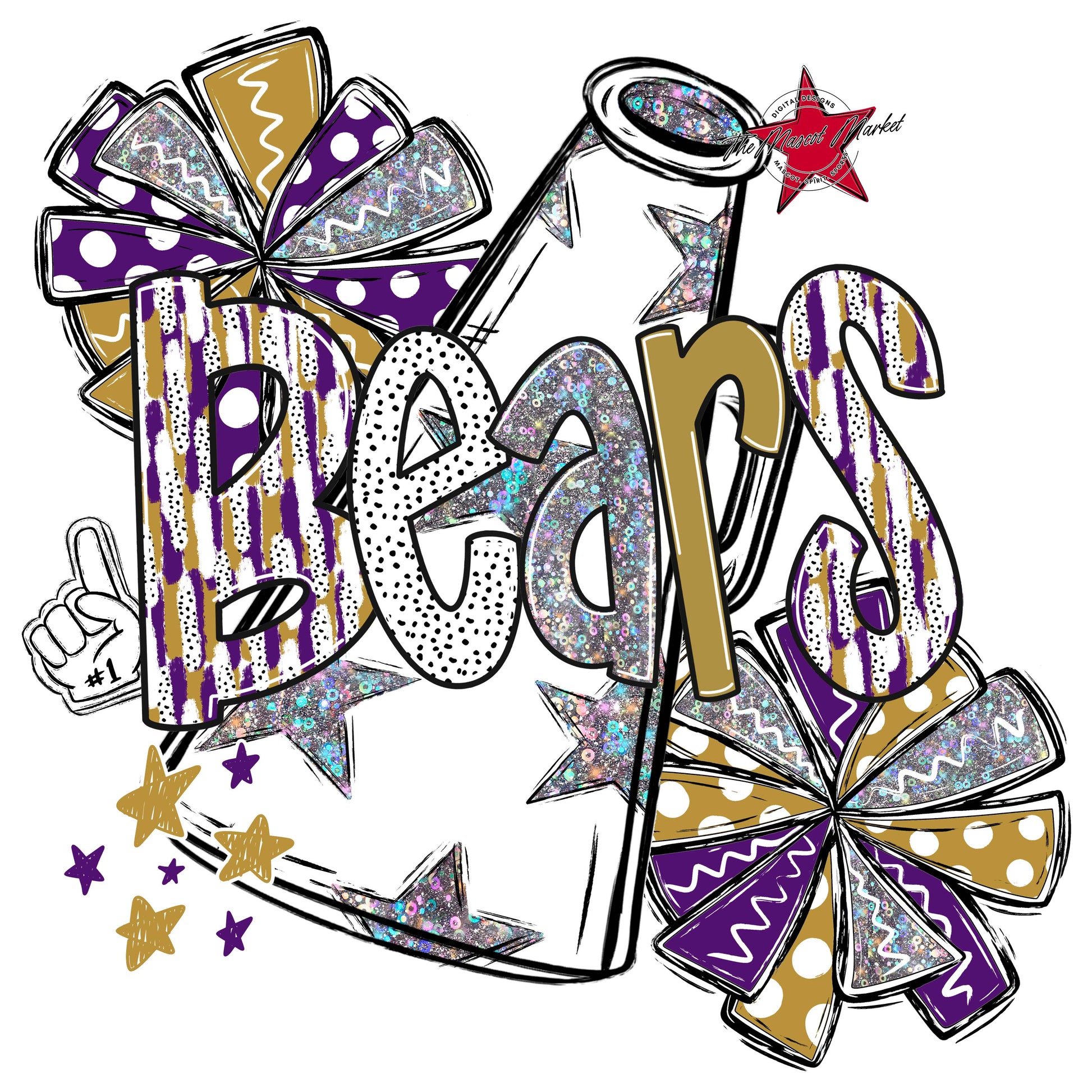 Bears Cheer Megaphone Scrape-Purple & Gold