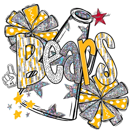Bears Cheer Megaphone Scrape-Yellow