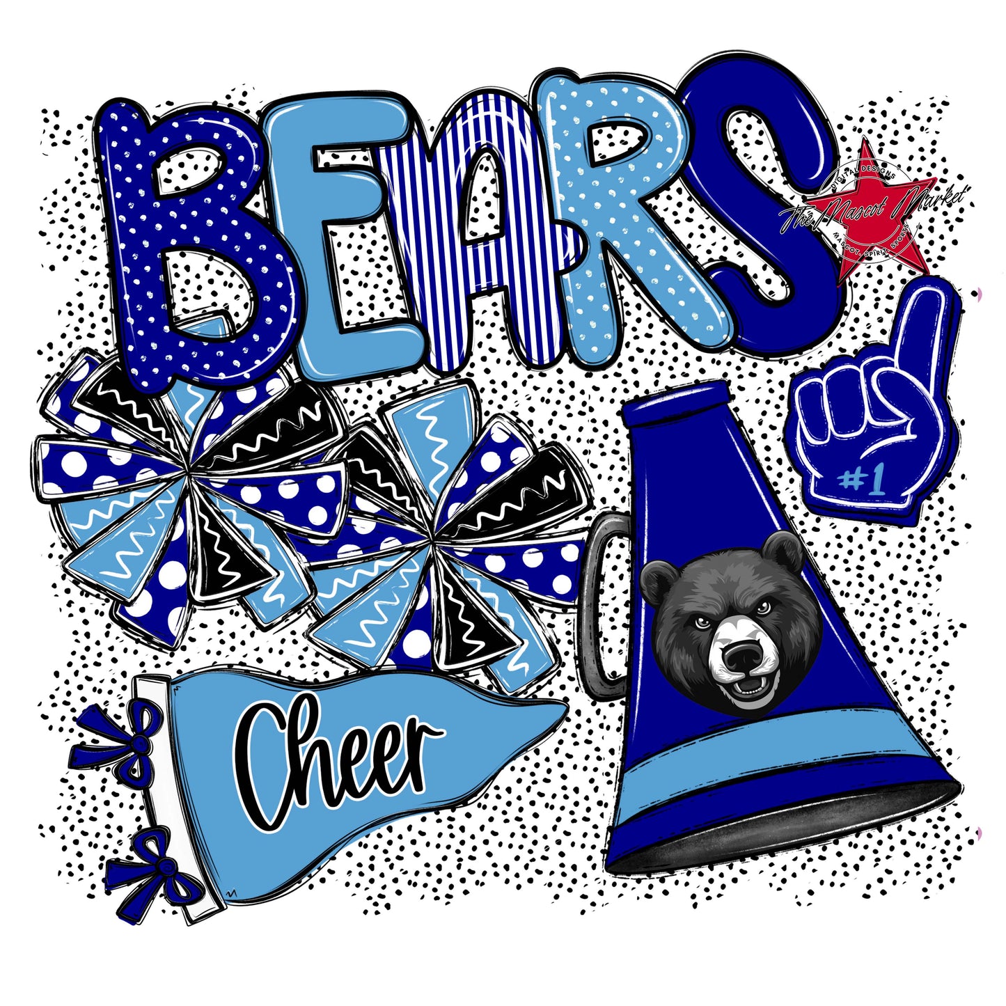 Bears Cheer Spirit-Blue & Carolina Blue