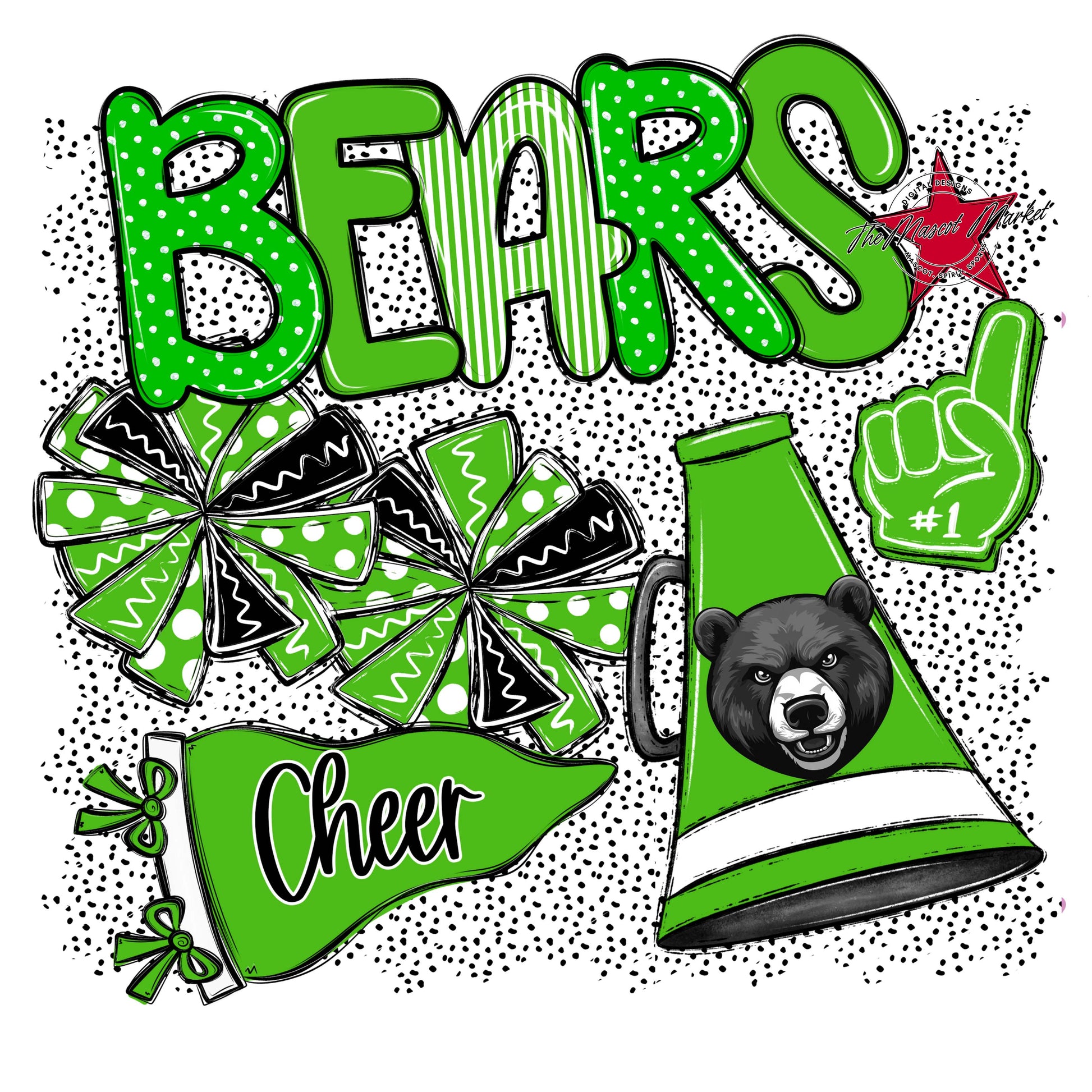 Bears Cheer Spirit-Bright Green