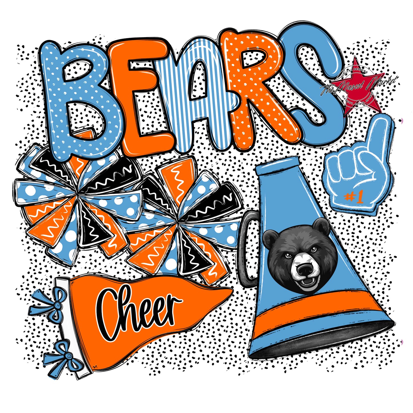 Bears Cheer Spirit-Carolina Blue & Orange