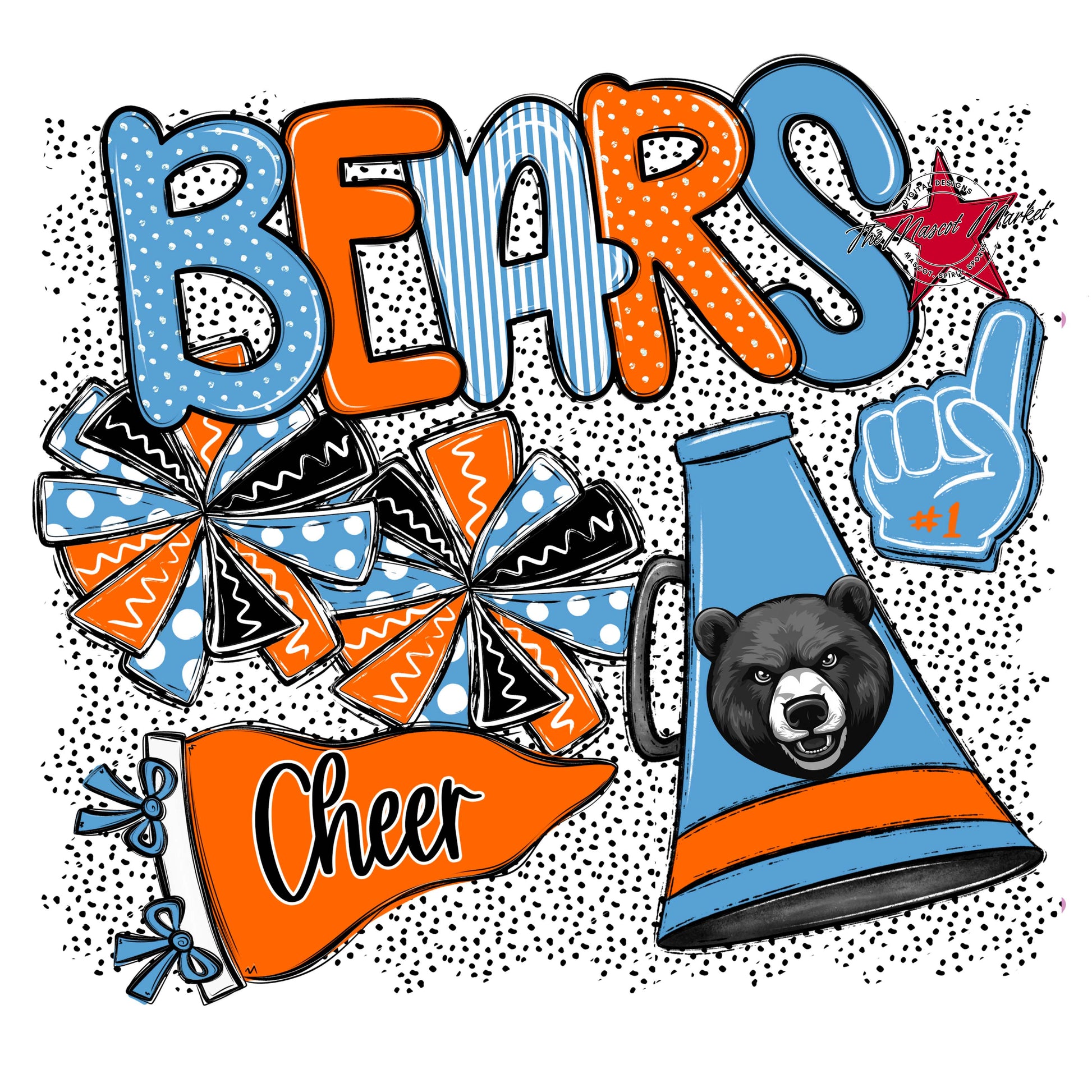 Bears Cheer Spirit-Carolina Blue & Orange