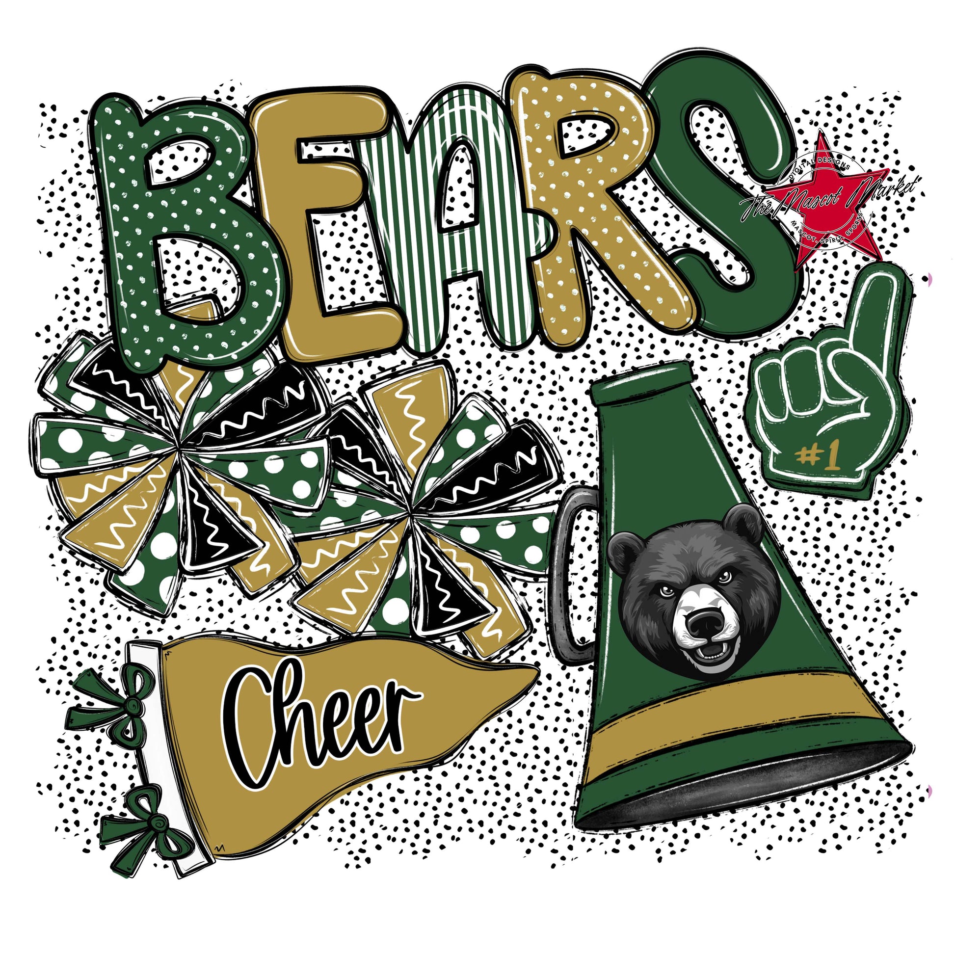 Bears Cheer Spirit-Green & Gold