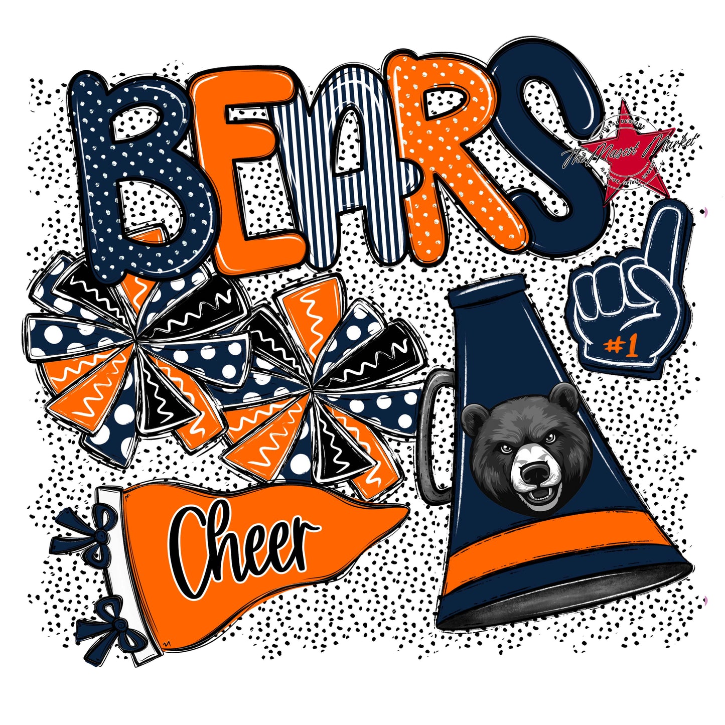 Bears Cheer Spirit-Navy & Orange