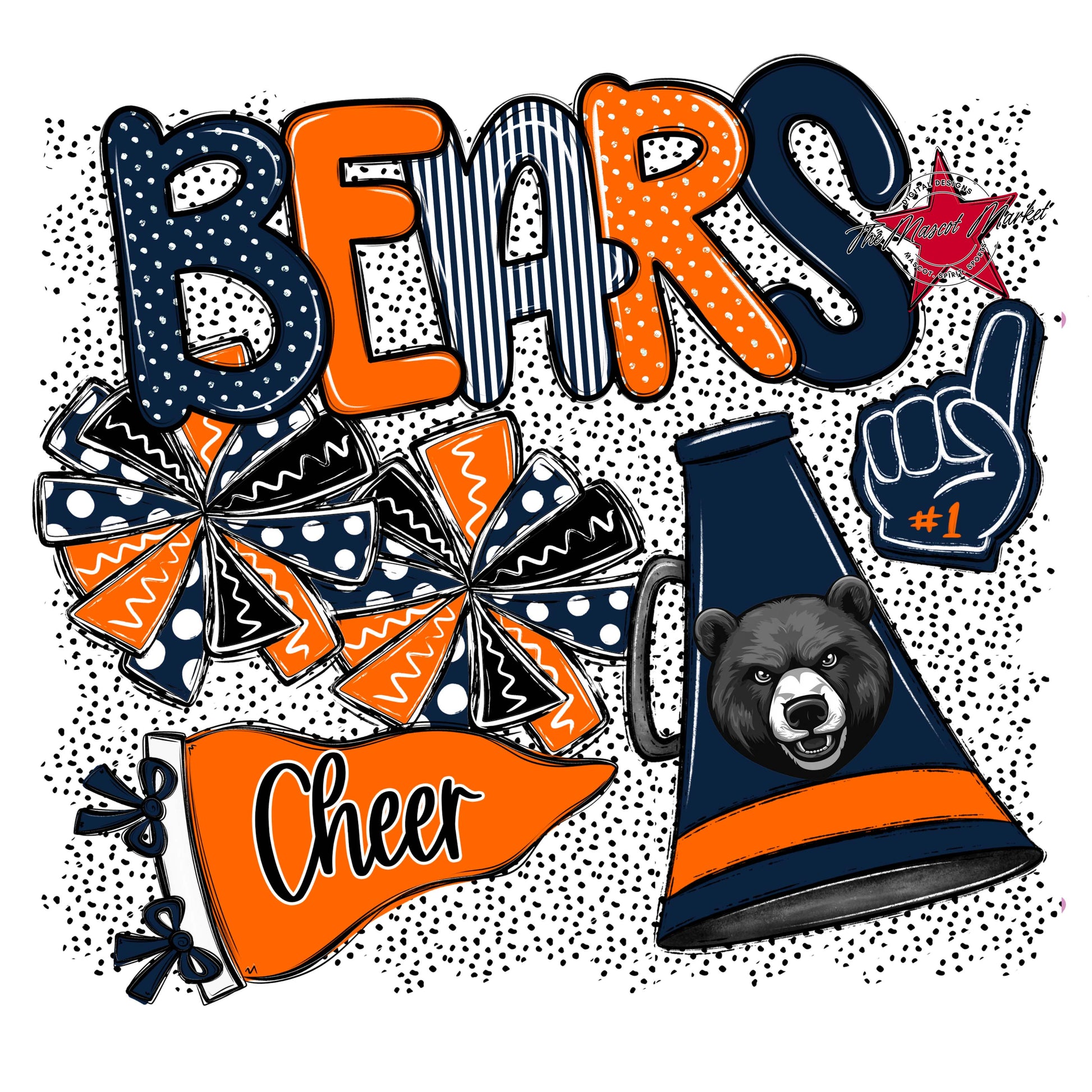 Bears Cheer Spirit-Navy & Orange