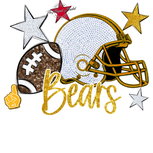 Bears Football Embroidered Sequins Design-Yellow