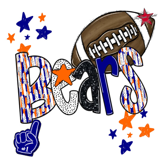 Bears Football Scrape-Blue & Orange