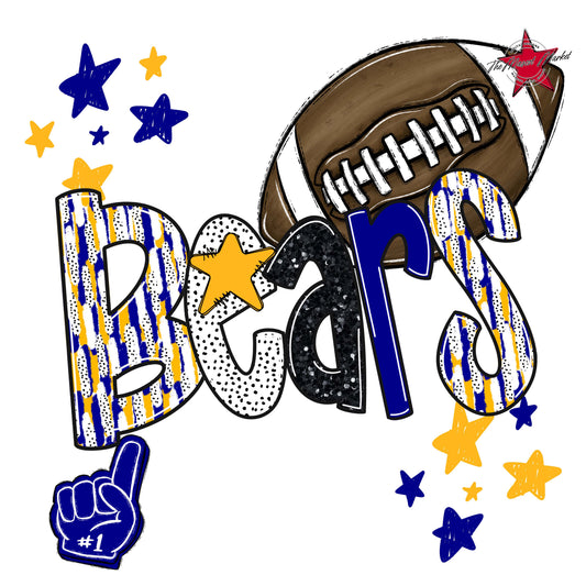 Bears Football Scrape-Blue & Yellow