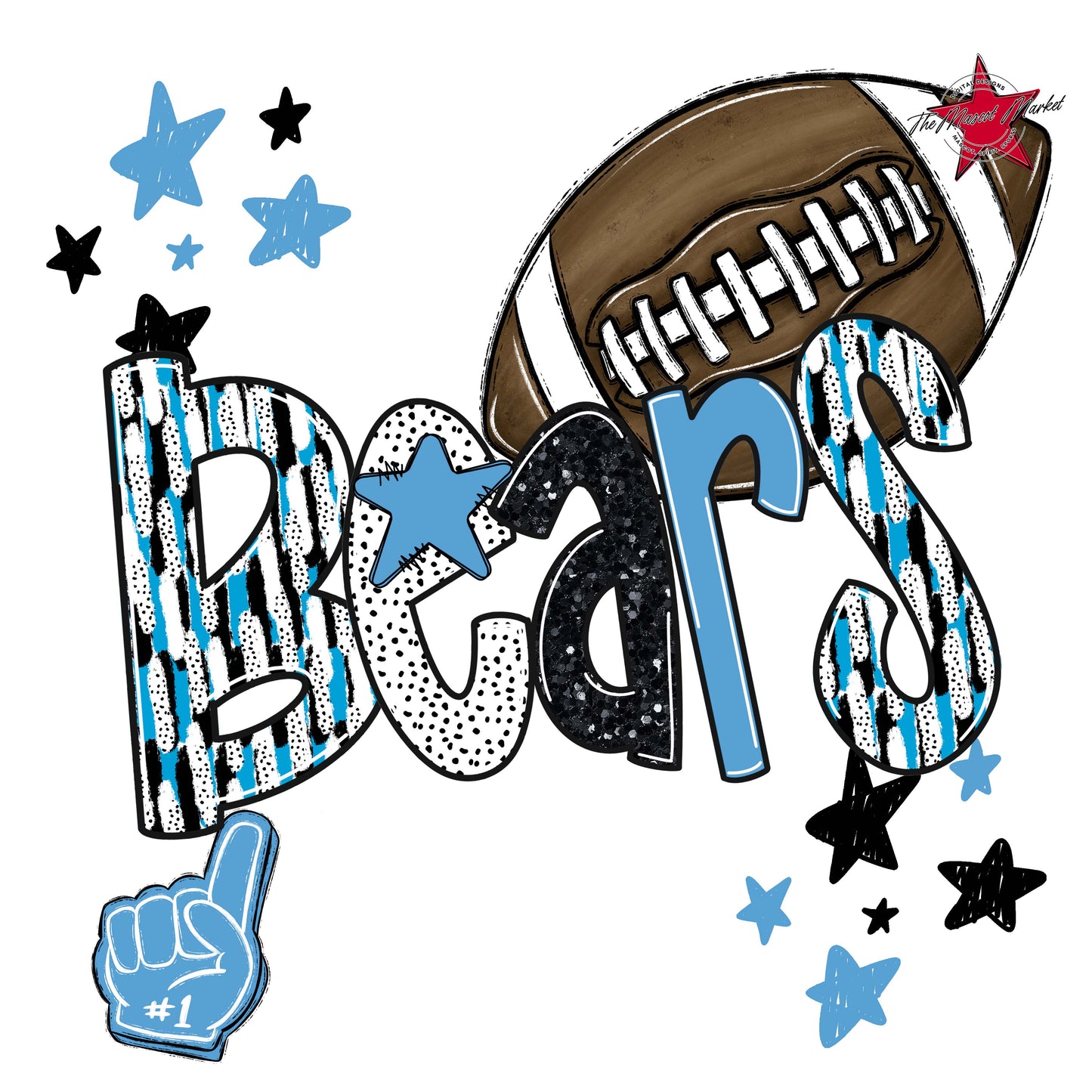 Bears Football Scrape-Carolina Blue