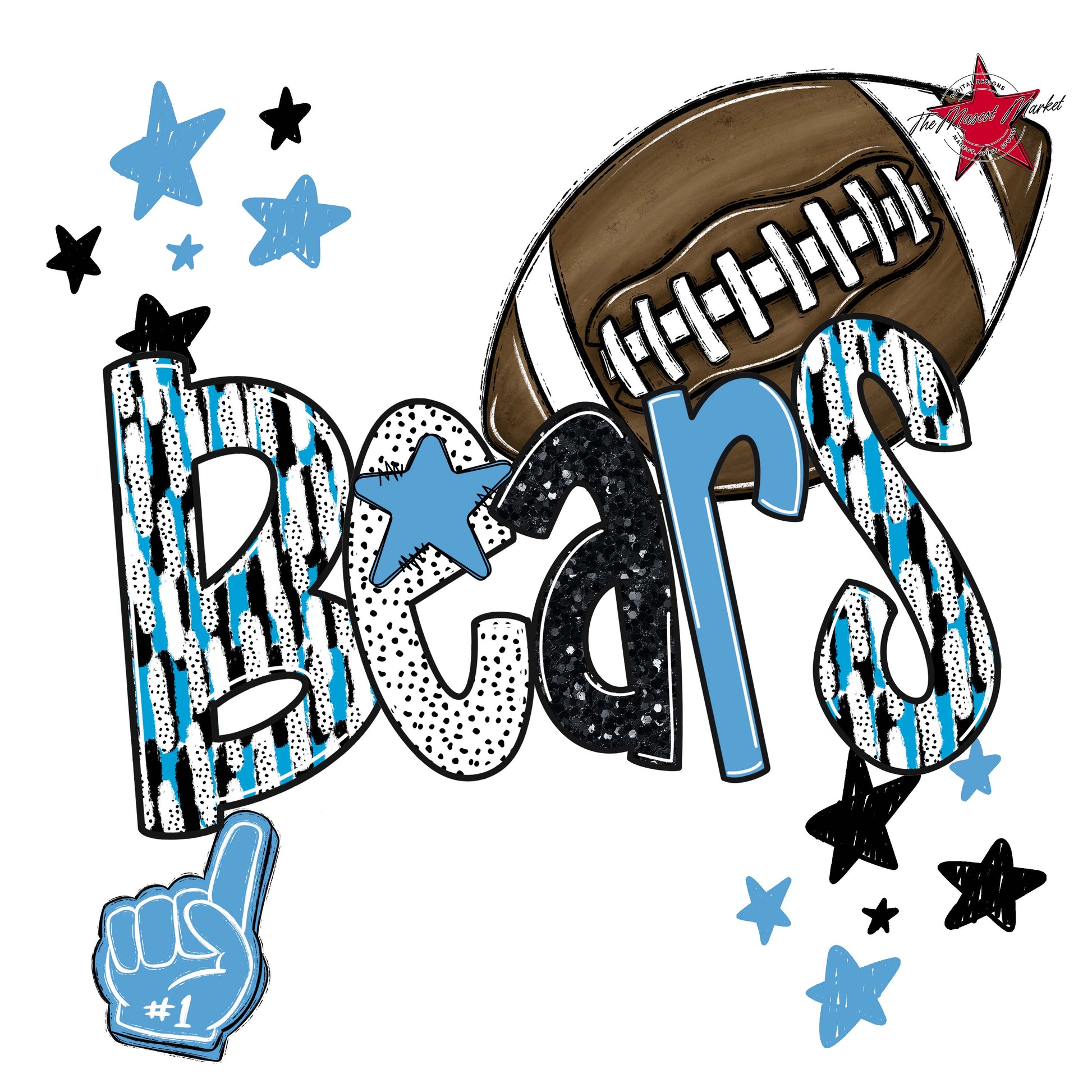 Bears Football Scrape-Carolina Blue