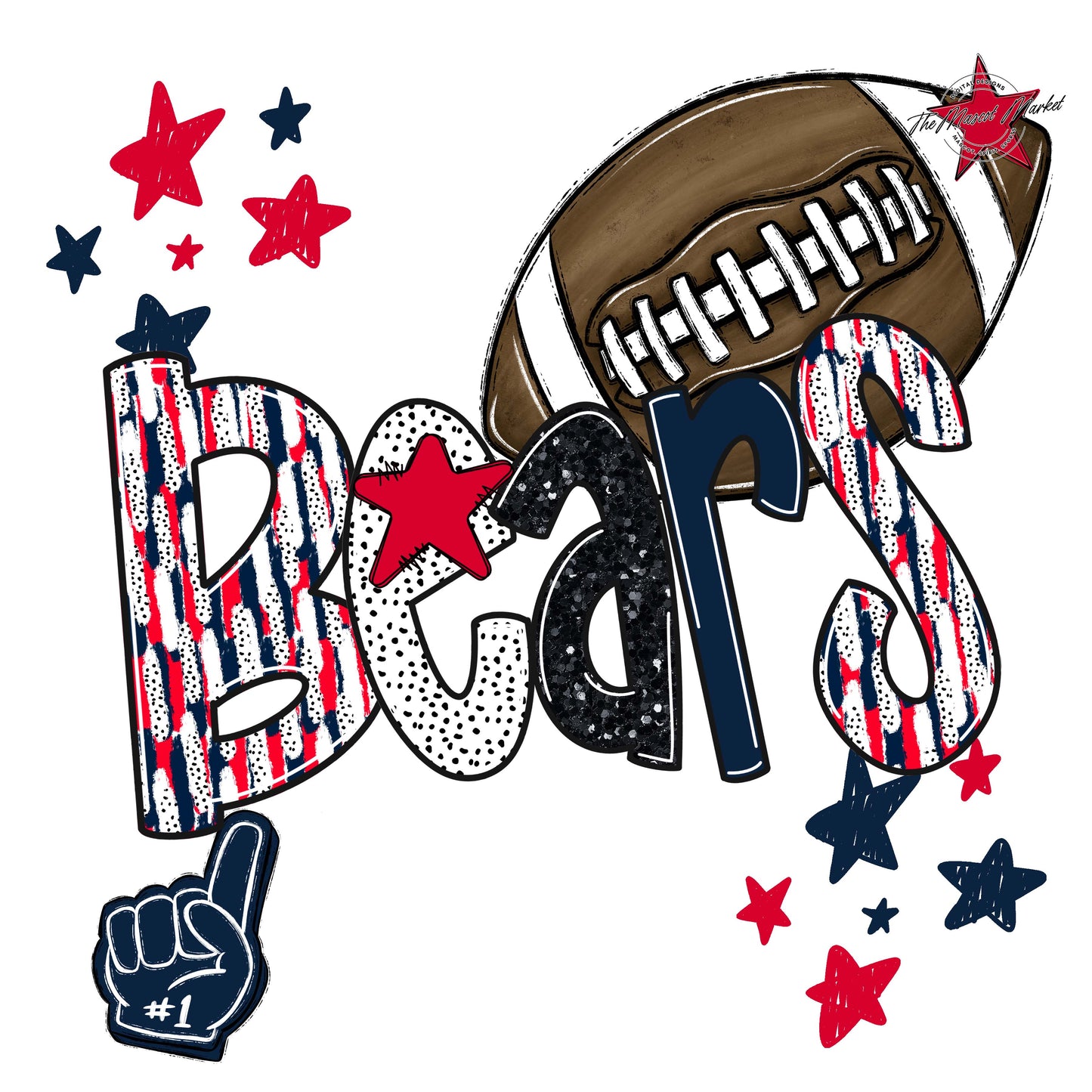 Bears Football Scrape-Navy & Red