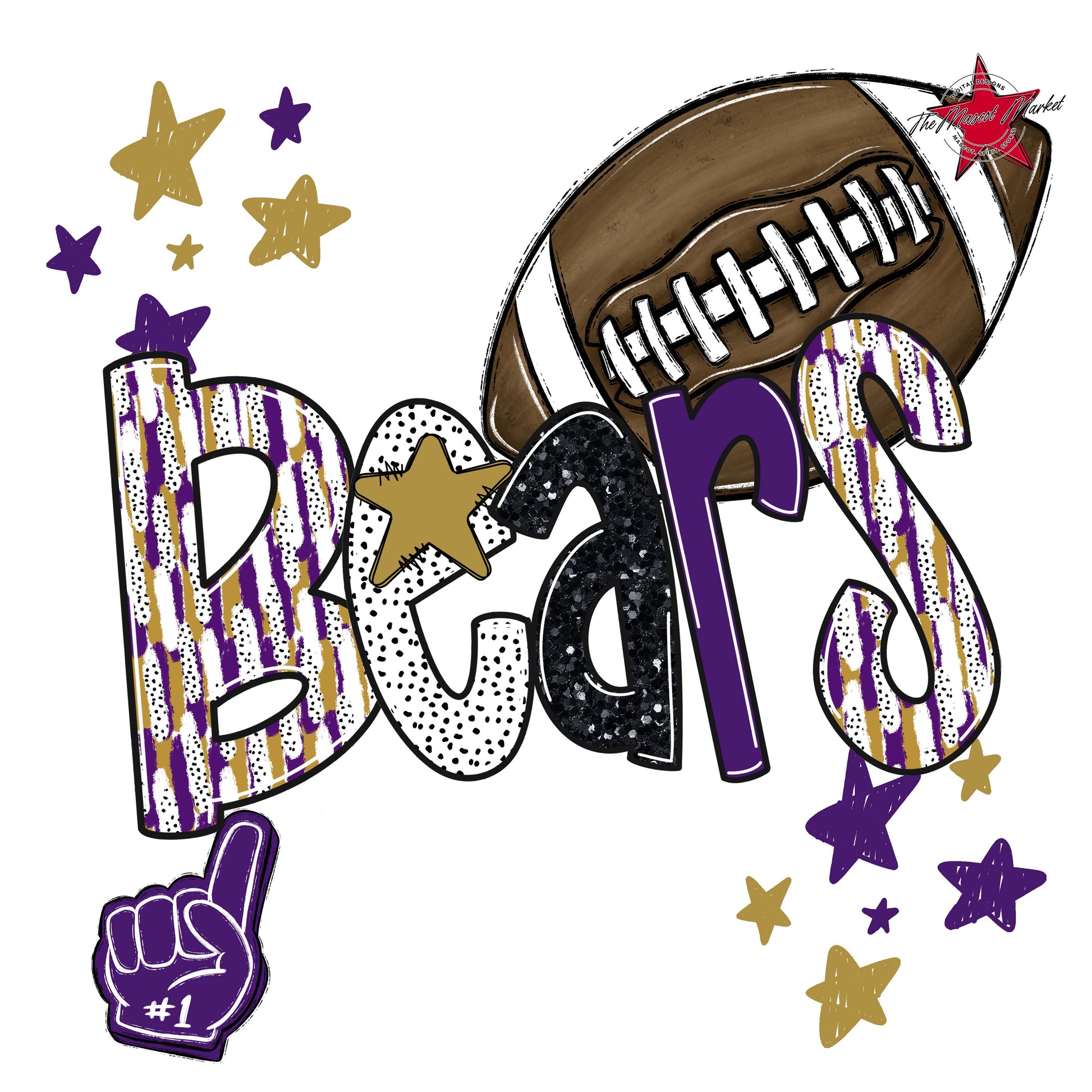 Bears Football Scrape-Purple & Gold