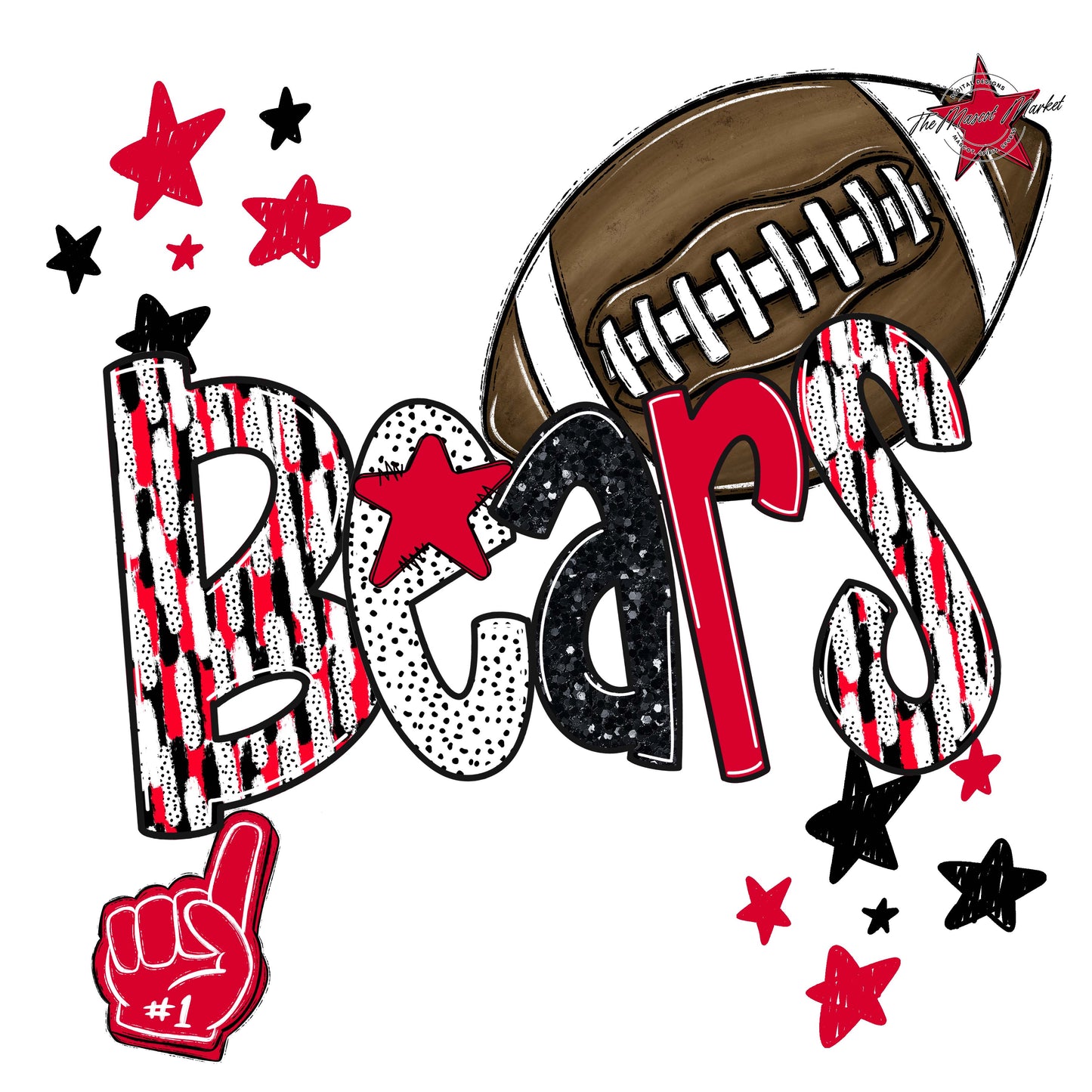 Bears Football Scrape-Red