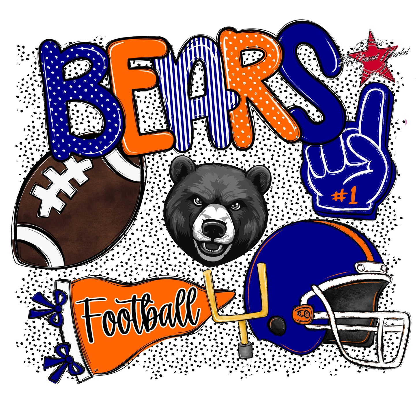 Bears Football Spirit-Blue & Orange