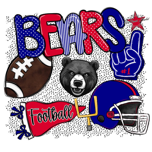 Bears Football Spirit-Blue & Red