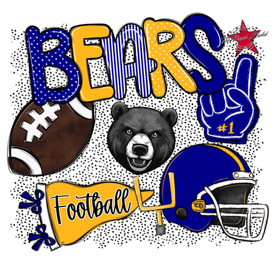 Bears Football Spirit-Blue & Yellow
