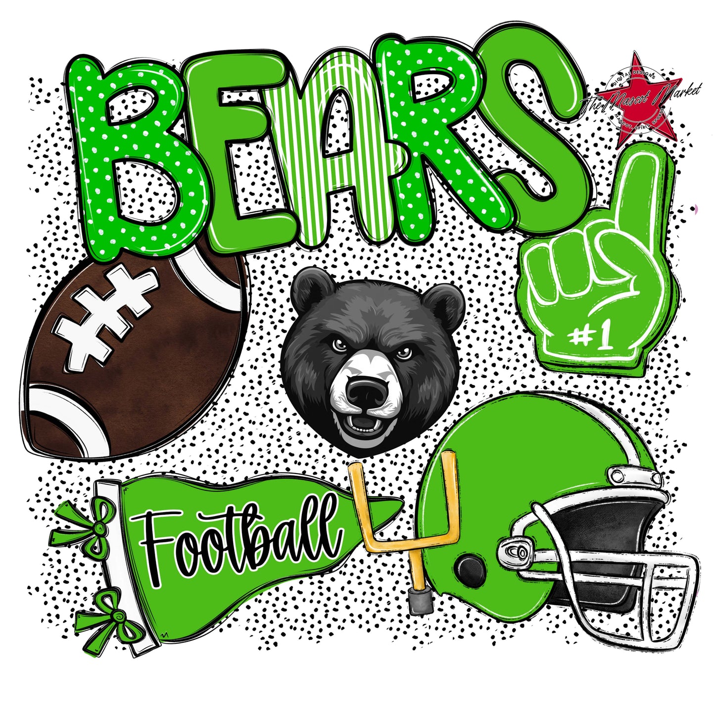 Bears Football Spirit-Bright Green
