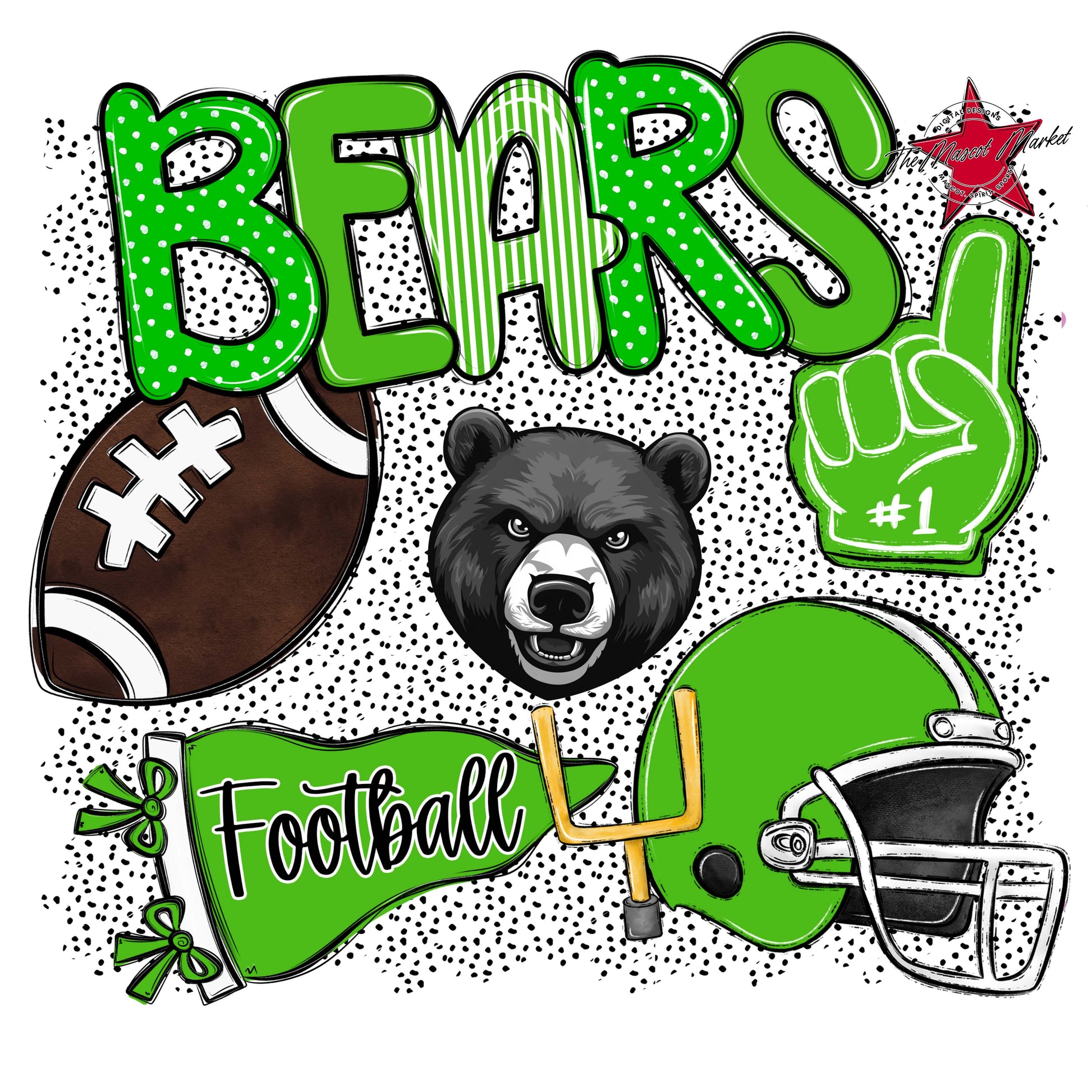Bears Football Spirit-Bright Green