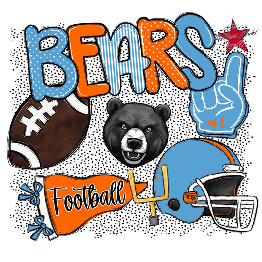 Bears Football Spirit-Carolina Blue & Orange
