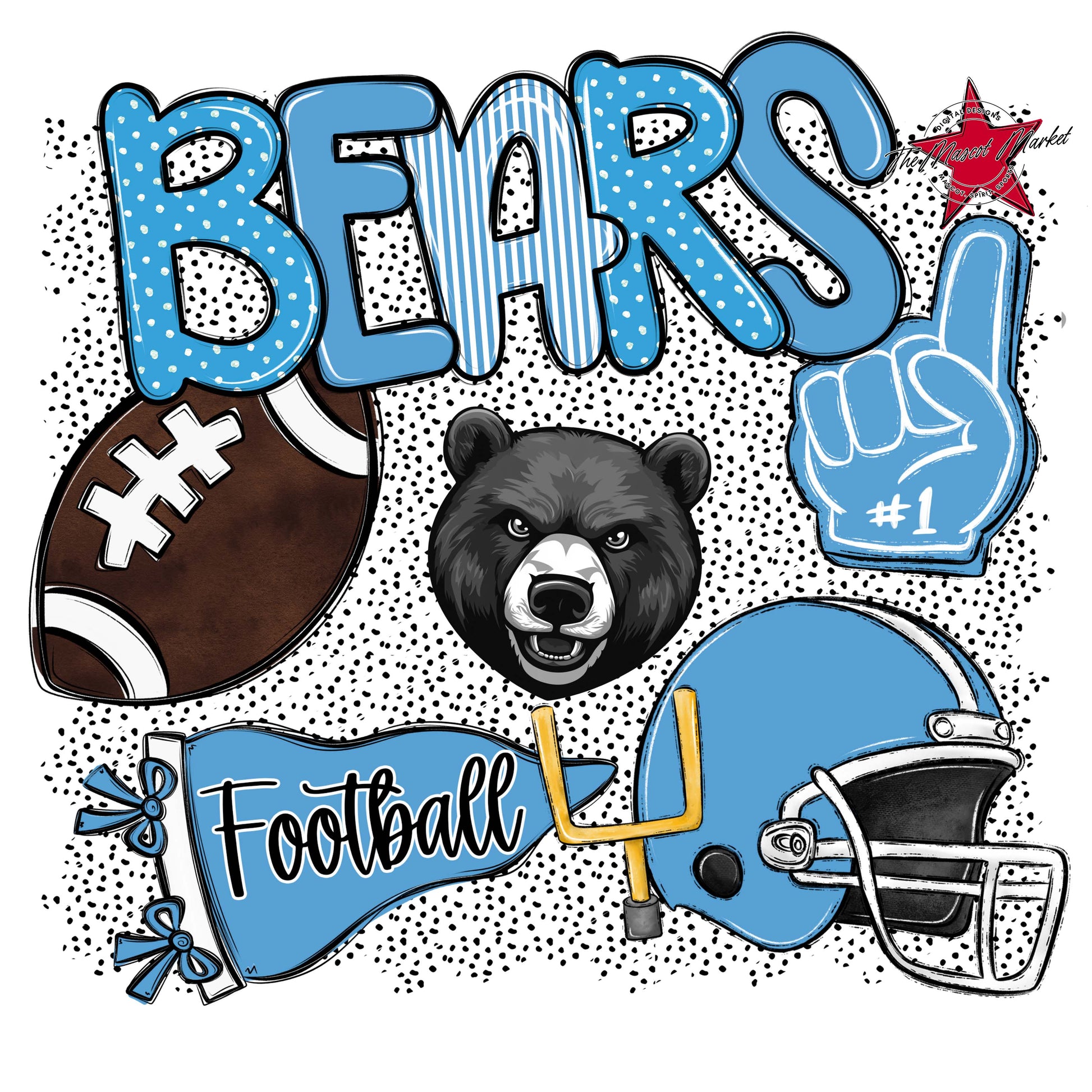 Bears Football Spirit-Carolina Blue