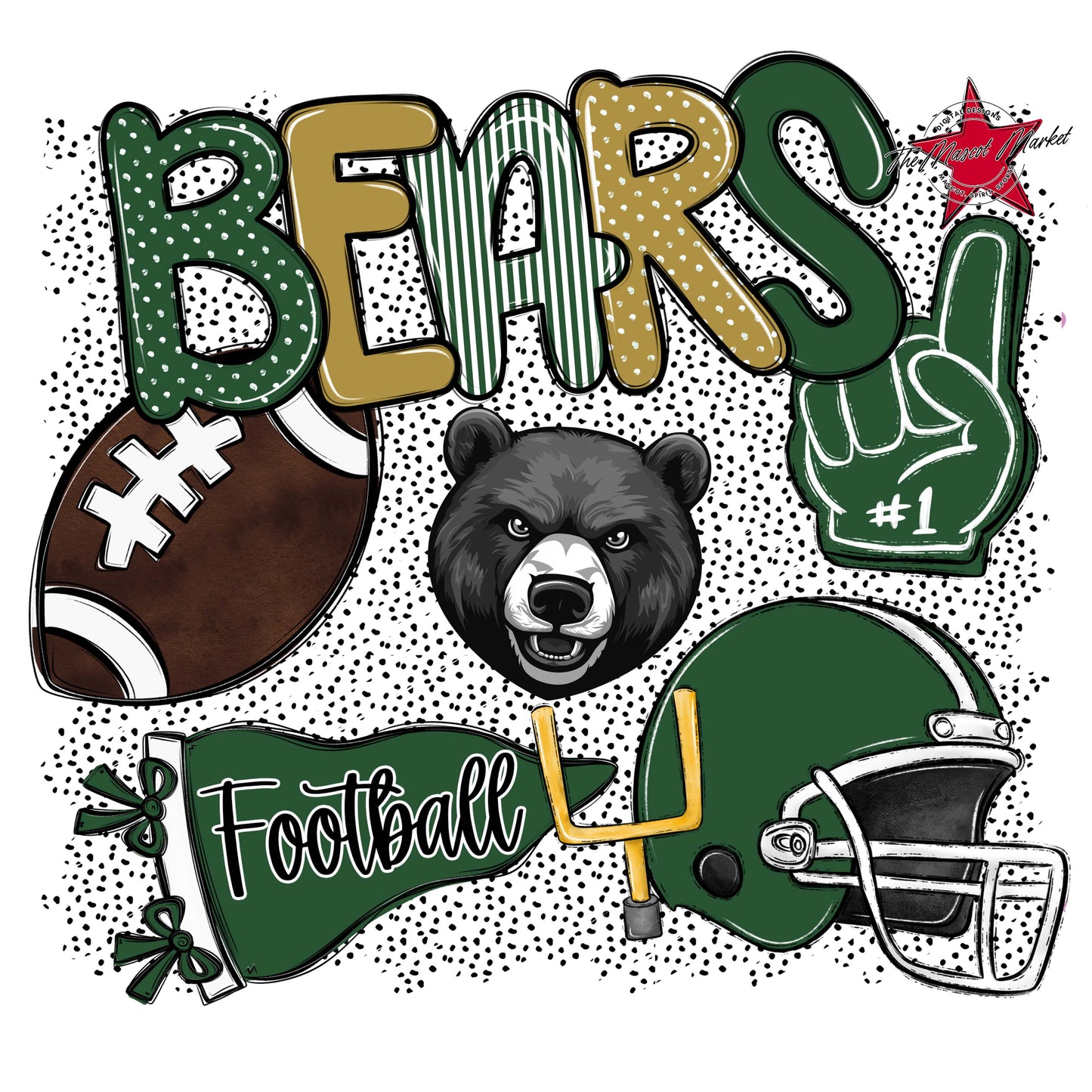 Bears Football Spirit-Green & Gold