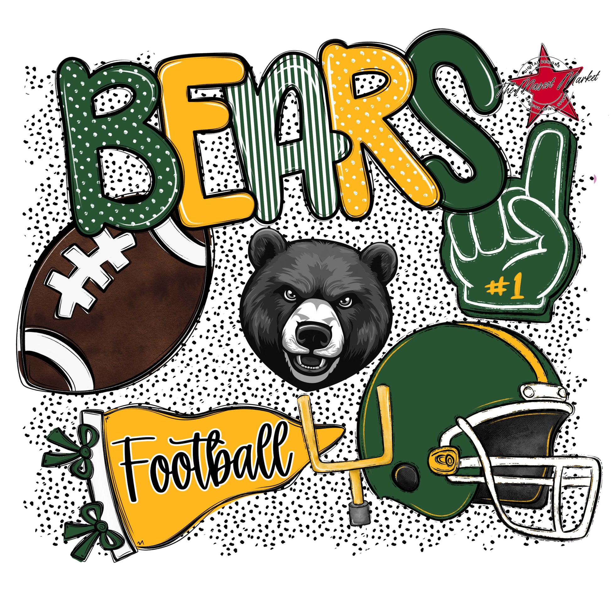 Bears Football Spirit-Green & Yellow