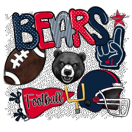 Bears Football Spirit-Navy & Red