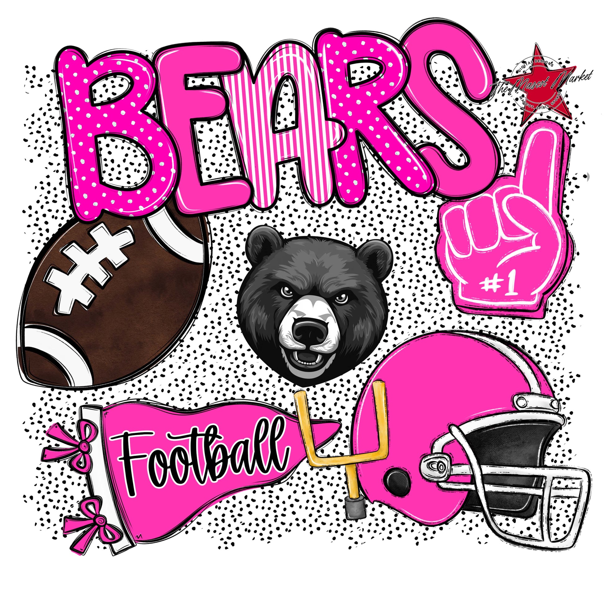 Bears Football Spirit-Pink
