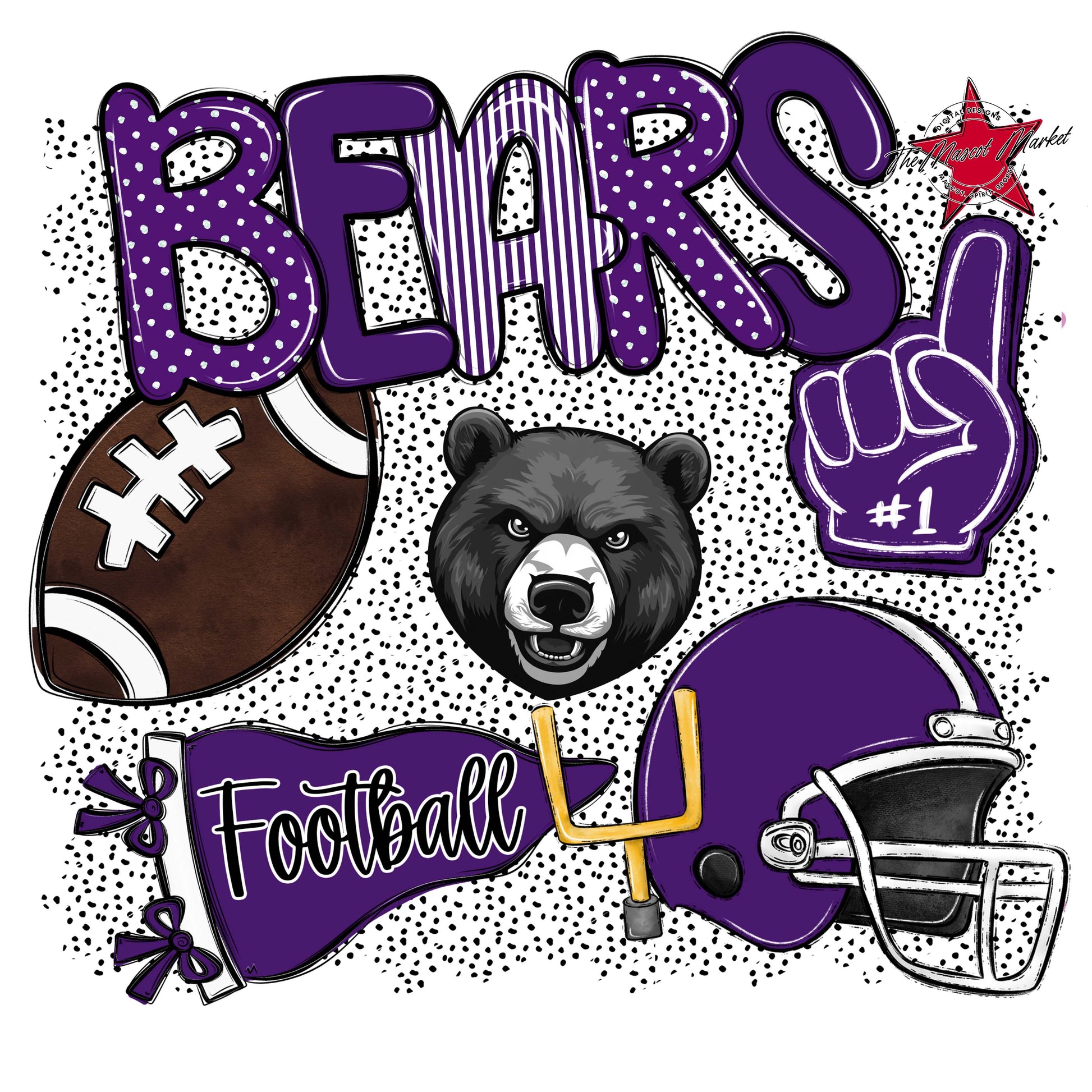 Bears Football Spirit-Purple