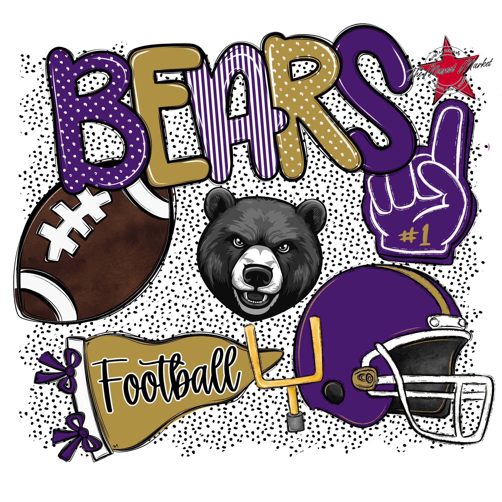 Bears Football Spirit-Purple & Gold