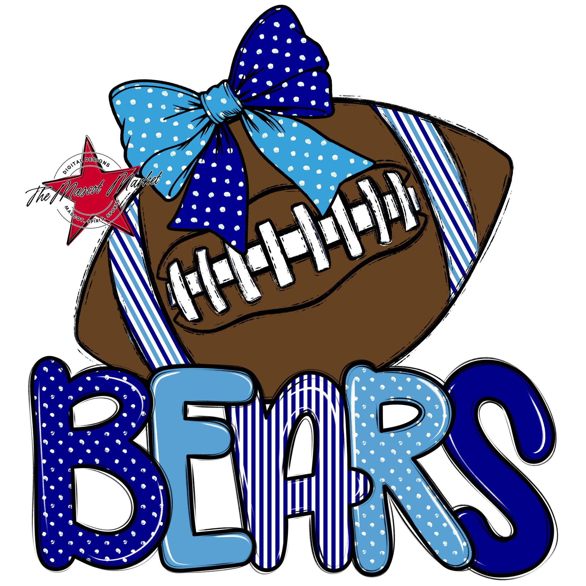 Bears Football Spirit Design-Blue & Carolina Blue