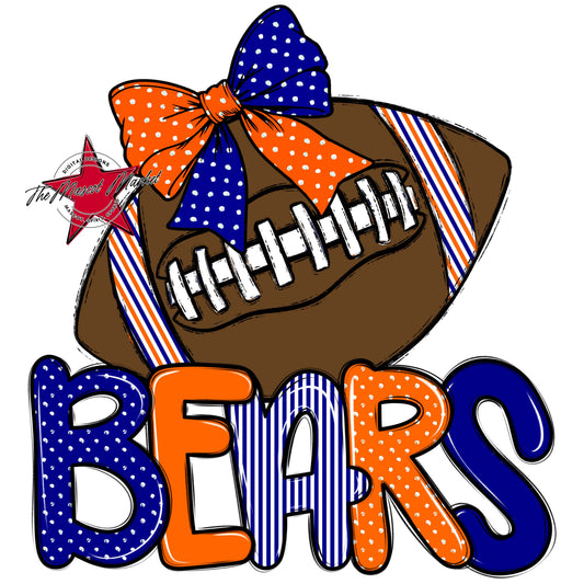 Bears Football Spirit Design-Blue & Orange