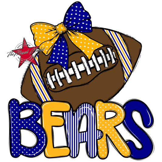Bears Football Spirit Design-Blue & Yellow
