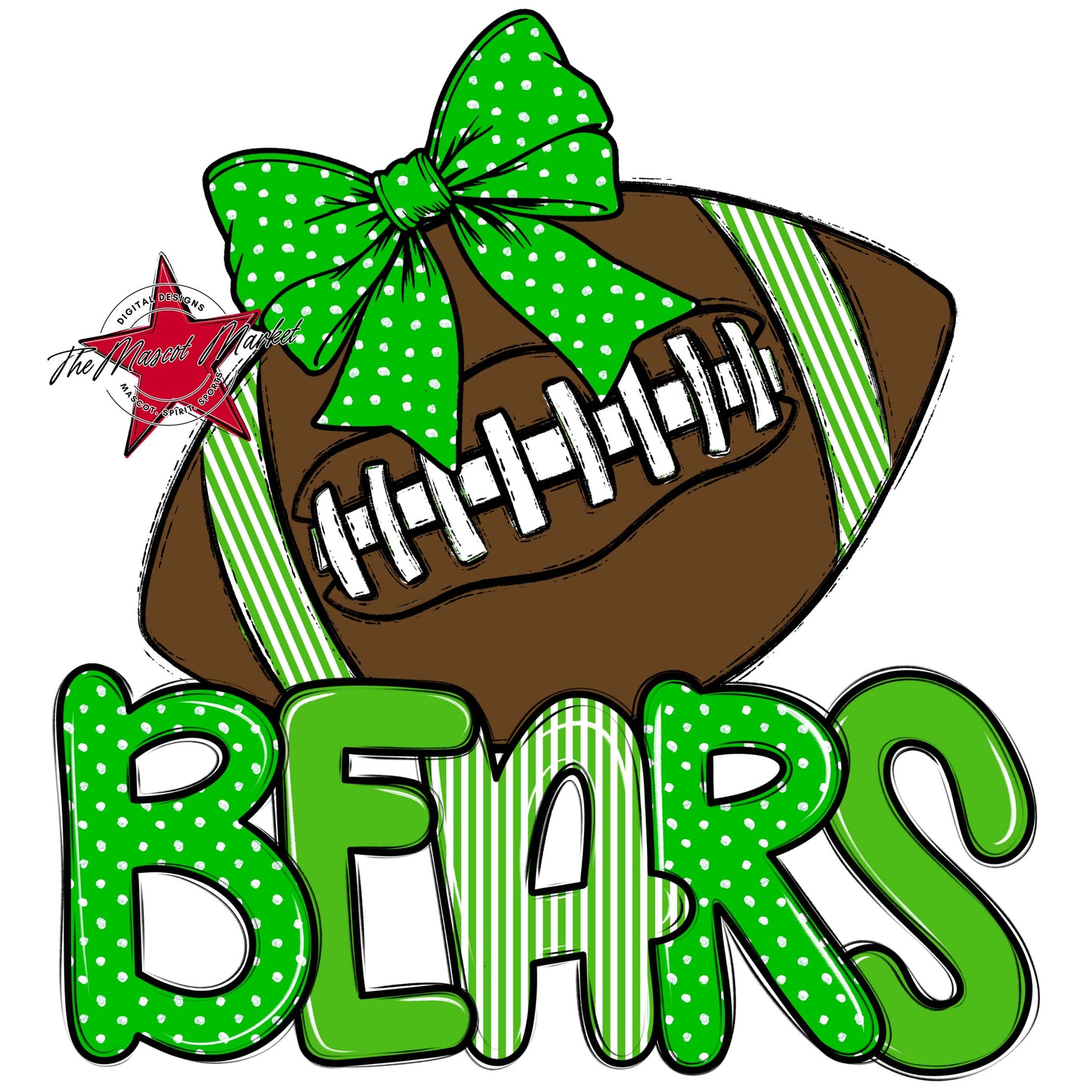Bears Football Spirit Design-Bright Green